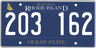 RI license plate 203162