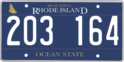 RI license plate 203164