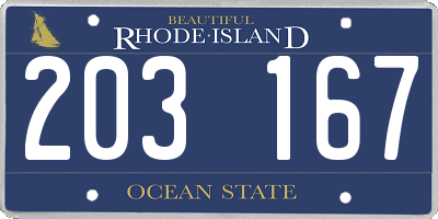 RI license plate 203167