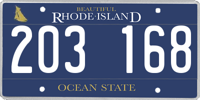 RI license plate 203168
