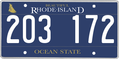 RI license plate 203172