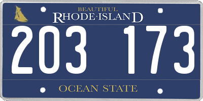 RI license plate 203173