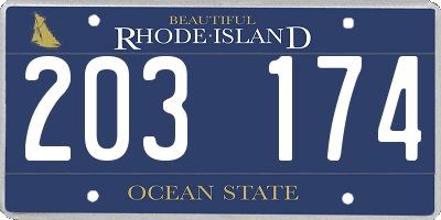 RI license plate 203174