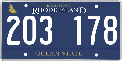 RI license plate 203178