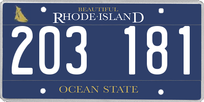 RI license plate 203181