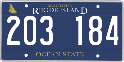 RI license plate 203184