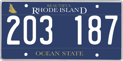 RI license plate 203187