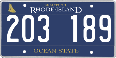 RI license plate 203189
