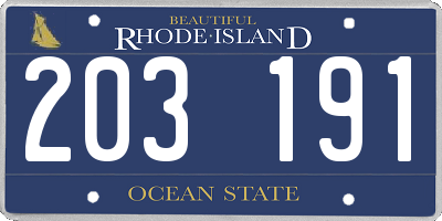 RI license plate 203191