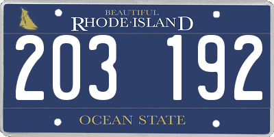 RI license plate 203192