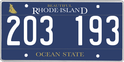 RI license plate 203193
