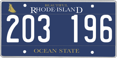 RI license plate 203196
