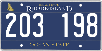 RI license plate 203198