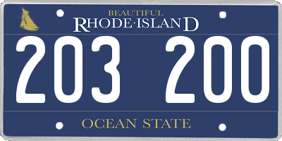 RI license plate 203200