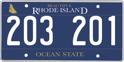 RI license plate 203201