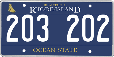 RI license plate 203202
