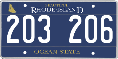 RI license plate 203206