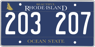 RI license plate 203207