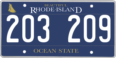 RI license plate 203209