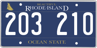 RI license plate 203210