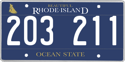 RI license plate 203211