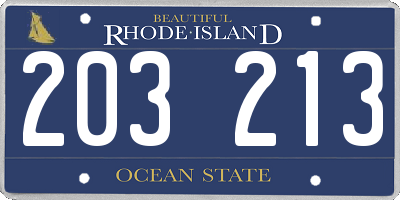 RI license plate 203213