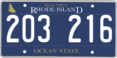 RI license plate 203216
