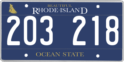 RI license plate 203218