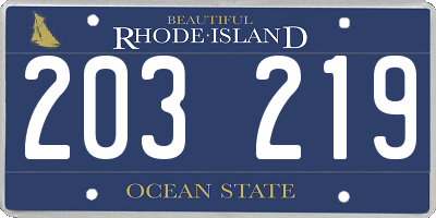 RI license plate 203219