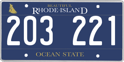 RI license plate 203221