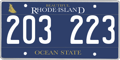 RI license plate 203223