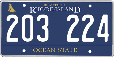 RI license plate 203224