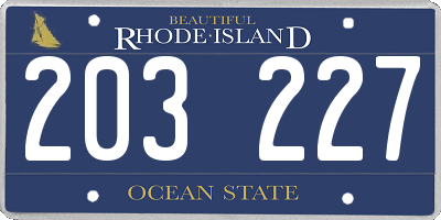 RI license plate 203227