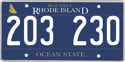 RI license plate 203230