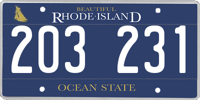 RI license plate 203231