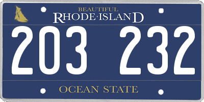 RI license plate 203232