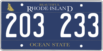 RI license plate 203233
