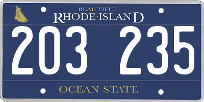 RI license plate 203235