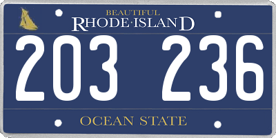 RI license plate 203236
