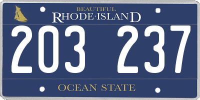 RI license plate 203237