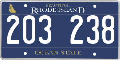 RI license plate 203238