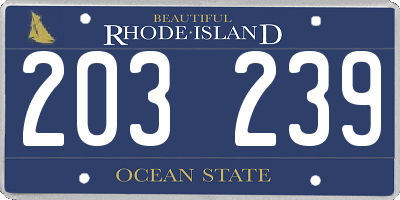 RI license plate 203239