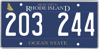 RI license plate 203244
