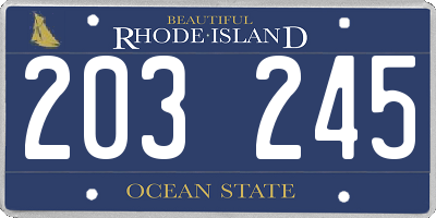 RI license plate 203245
