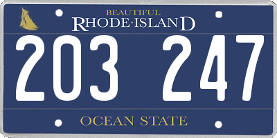 RI license plate 203247