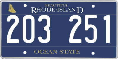 RI license plate 203251