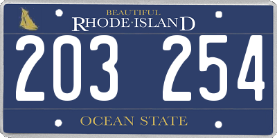 RI license plate 203254
