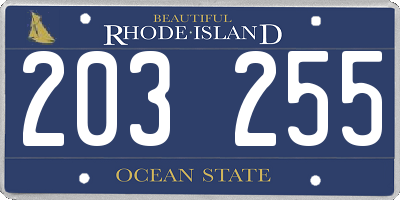 RI license plate 203255