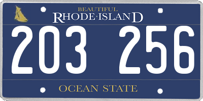 RI license plate 203256