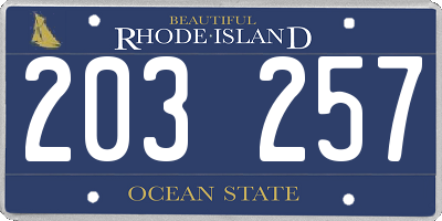 RI license plate 203257